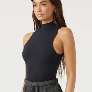 Joah Brown Smoothing Mock Neck Tank Sueded Onyx S/M